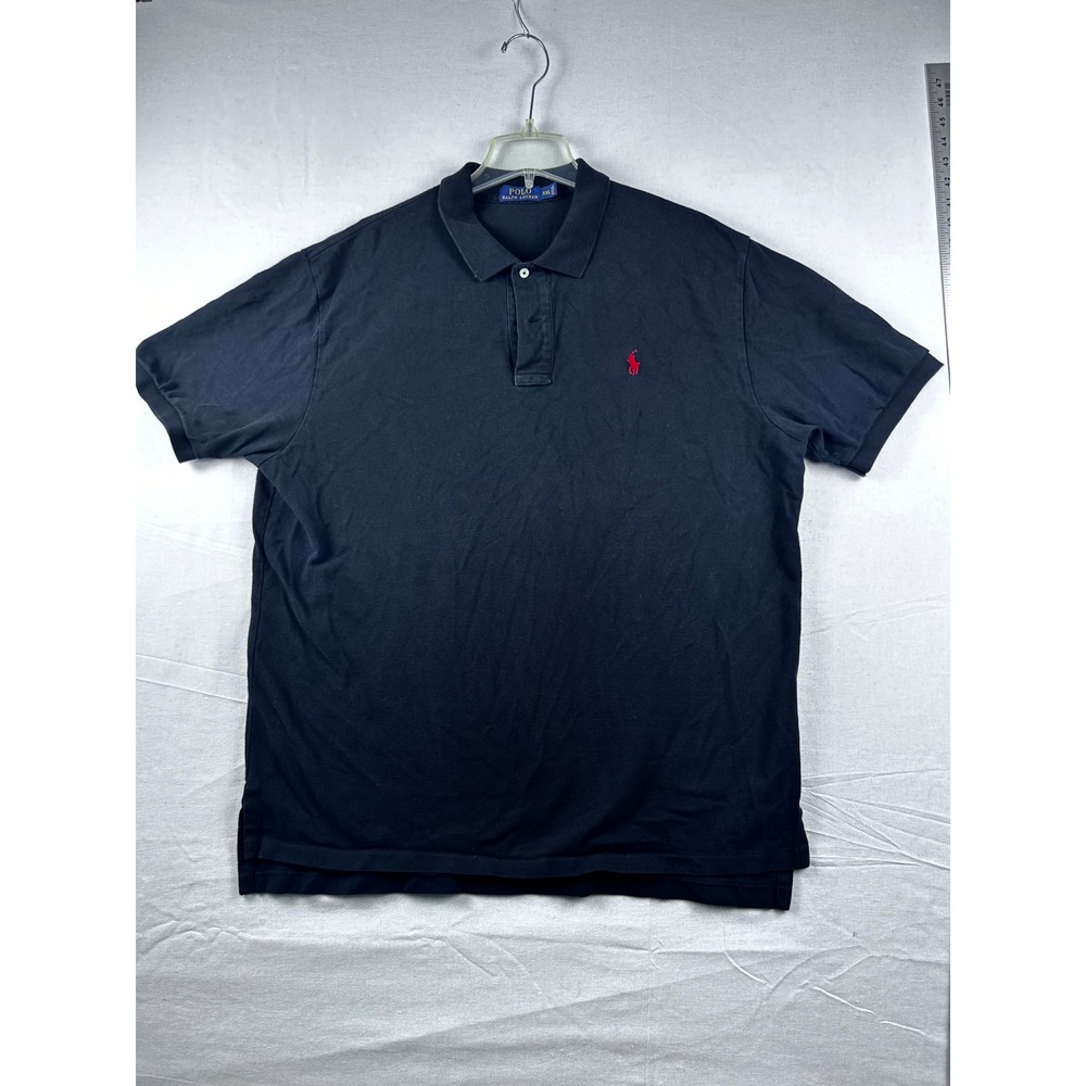 Polo Ralph Lauren Mens XXL Navy Blue Short Sleeve Pique Polo Shirt Red Pony Logo